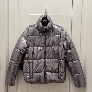 NWT Old Navy Puffer Jacket Size S Metallic Silver Full Zip up Insulated